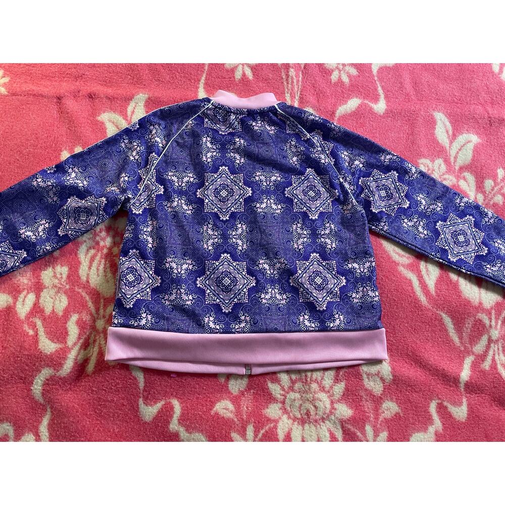Adidas Girls Track youth Jacket light jacket purple and pink pattern SZ US Med - Picture 3 of 7